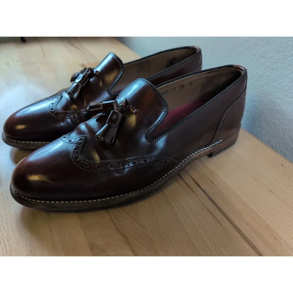 Grenson Monty Tassel Loafers Mens UK 8.5 E (9.5 US) Brown Leather England